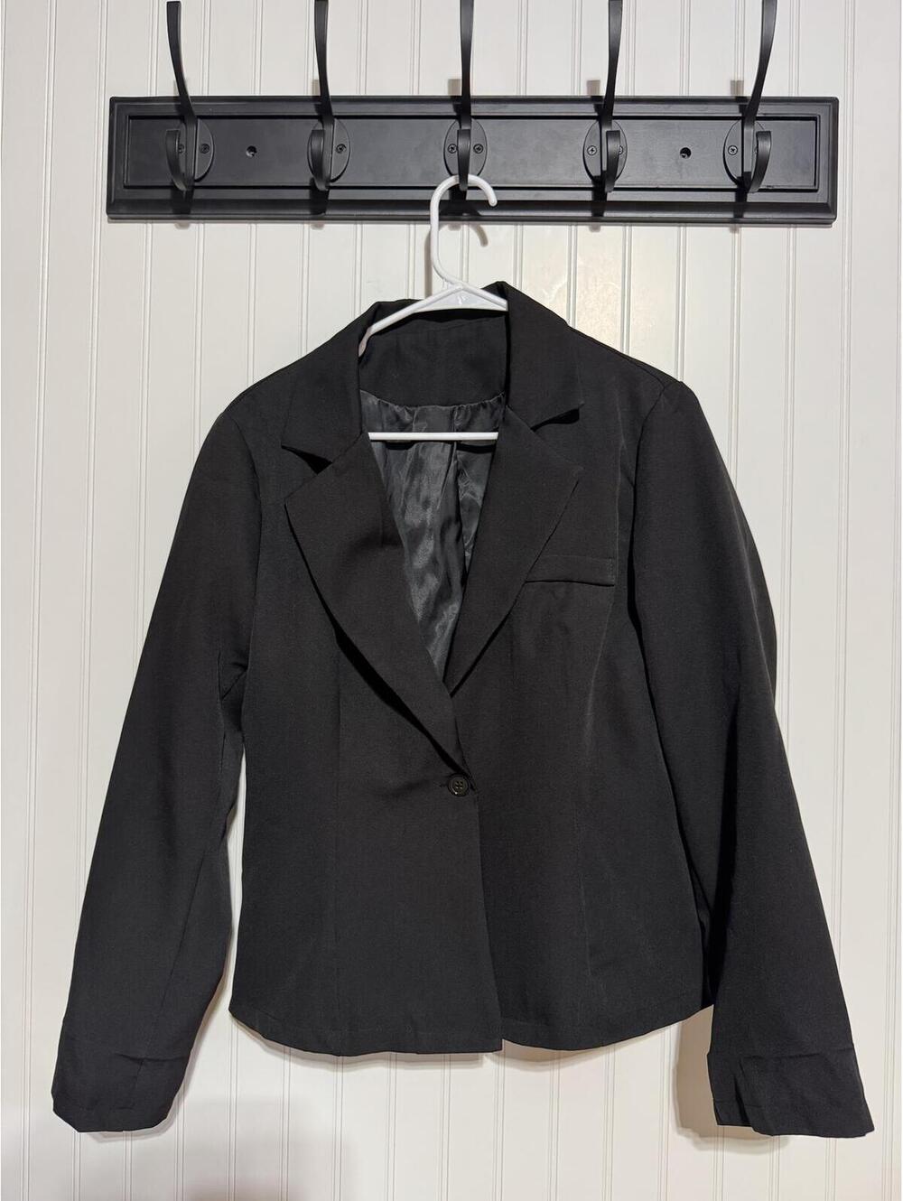 Black Blazer Jacket Womens Large Single Button Office Workwear Blazer